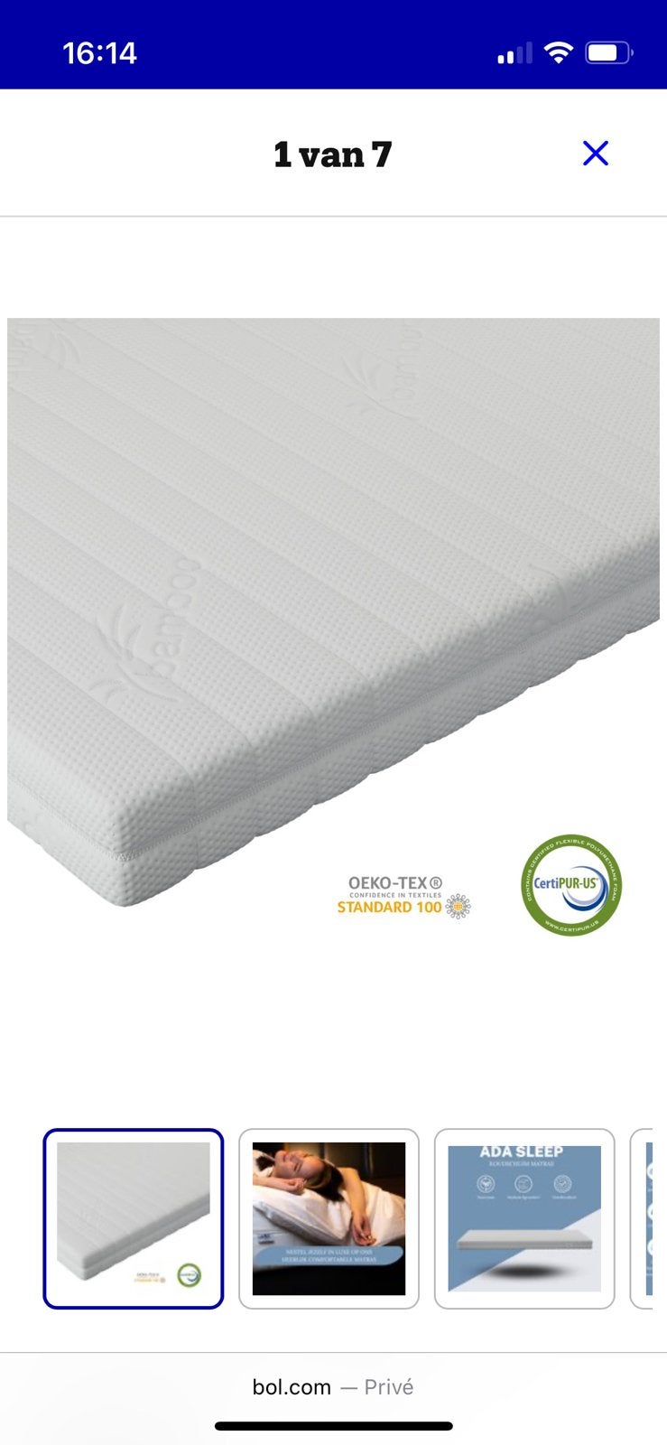 Koudschuimmatras 120x200 nieuw, Huis en Inrichting, Slaapkamer | Matrassen en Bedbodems, Ophalen of Verzenden, Nieuw, Twijfelaar