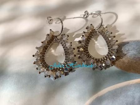 Swarovski druppel oorhangers miyuki kralen "Juliez Handmade", Met kristal, Hangers, Nieuw, Ophalen of Verzenden