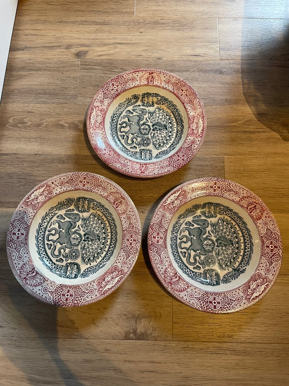 3x antieke engelse sierborden  makassar schotse soepborden, Ophalen of Verzenden
