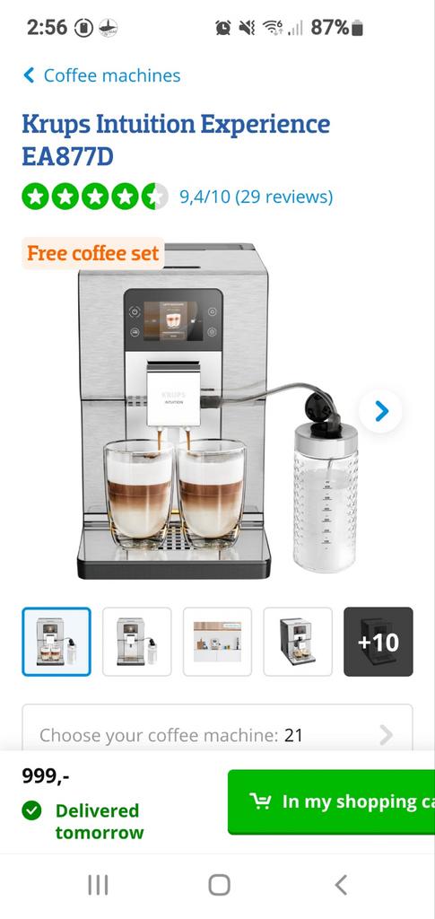 Krups Intuition Experience EA877D Koffiemachine Nieuw, Witgoed en Apparatuur, Koffiezetapparaten, Afneembaar waterreservoir, 10 kopjes of meer