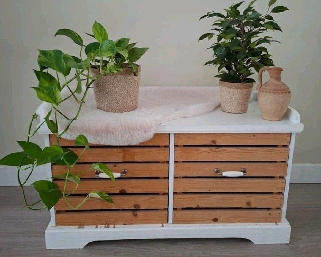 Houten bank, houten bijzettafel, dressoir, 1 of 2 laden, 50 tot 100 cm, Zo goed als nieuw, Minder dan 100 cm