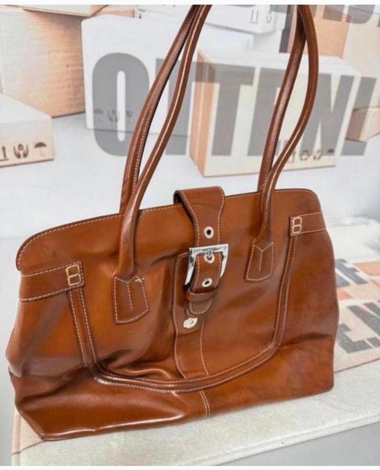 Vintage Abro italy designer bruin bruine lederen damestas, Bruin, Ophalen of Verzenden, Zo goed als nieuw, H