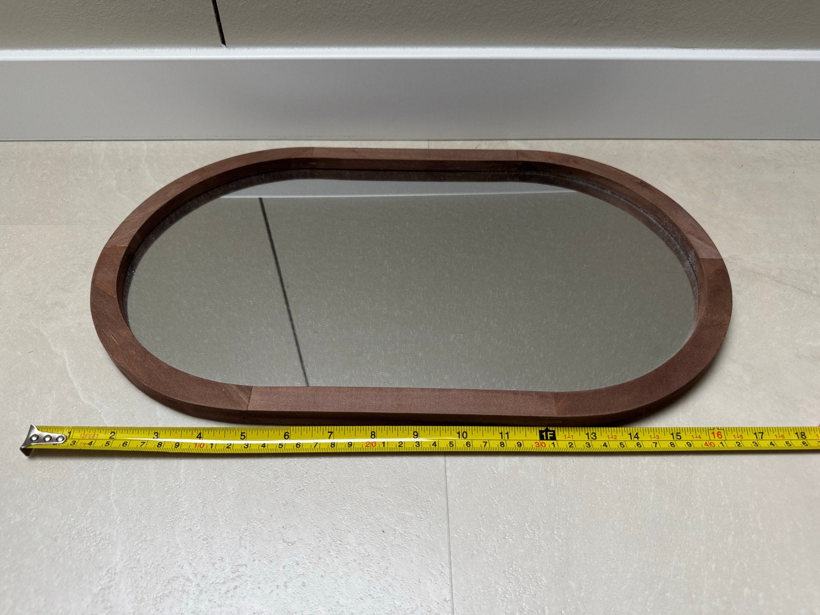 Ovale spiegel met houten lijst - 43 cm, Ophalen, Minder dan 50 cm, Gebruikt, Minder dan 100 cm