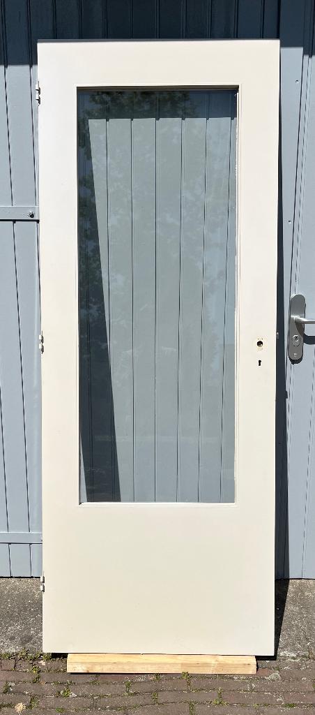 Stompe binnendeur met raam, Doe-het-zelf en Verbouw, Deuren en Horren, Ophalen, Gebruikt, Minder dan 80 cm, Binnendeur