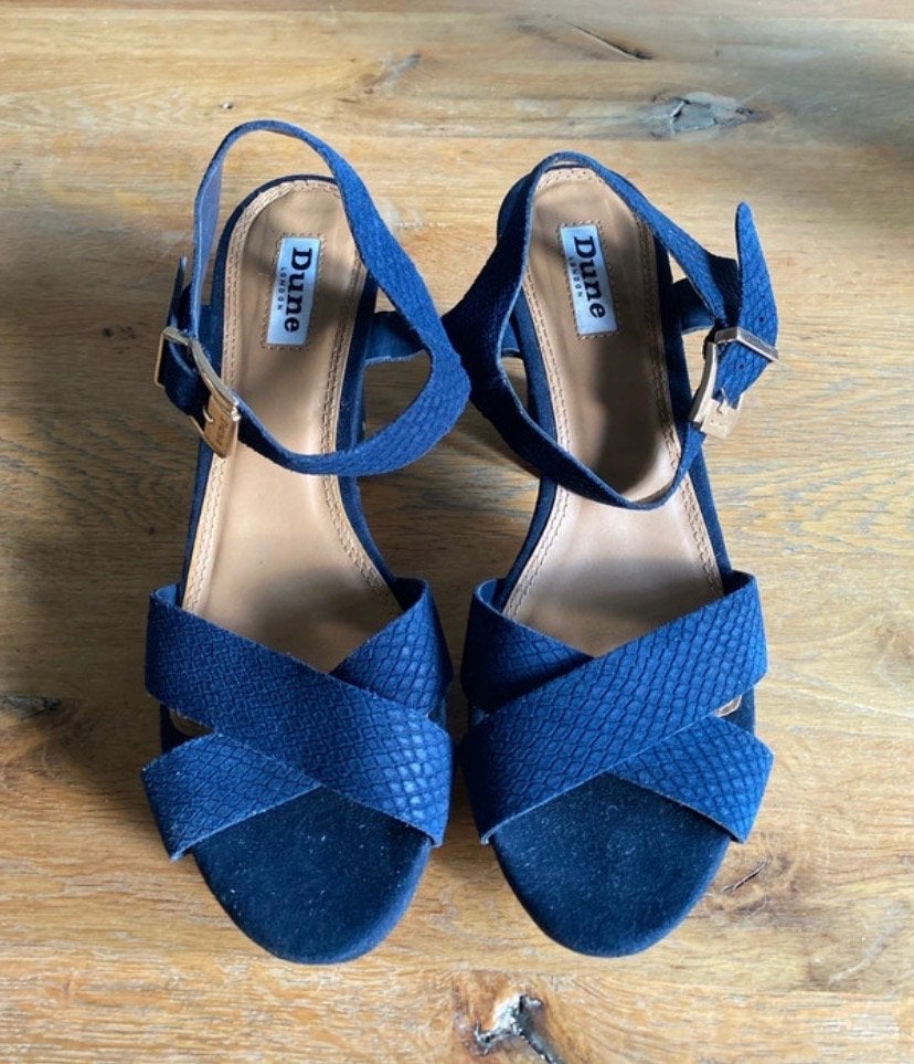 Dune London Blauwe Sandalen met Hak - Maat 39, Kleding | Dames, Blauw, Zo goed als nieuw, Sandalen of Muiltjes, Ophalen of Verzenden