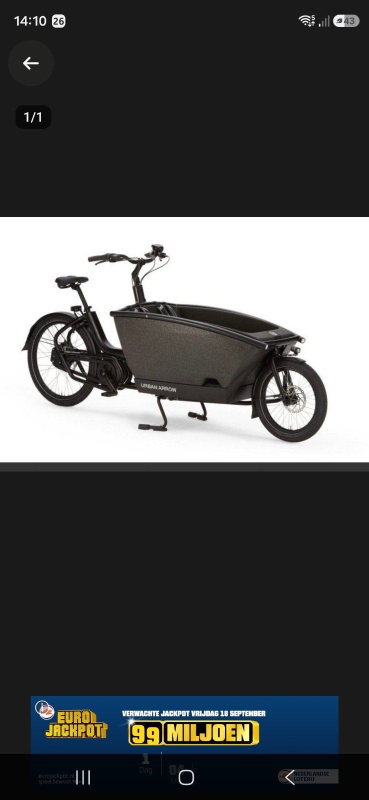 Urban Arrow bakfiets - Ideaal voor gezin of goederen, Fietsen en Brommers, Elektrisch, Ophalen of Verzenden, Schijfrem, 1 kind