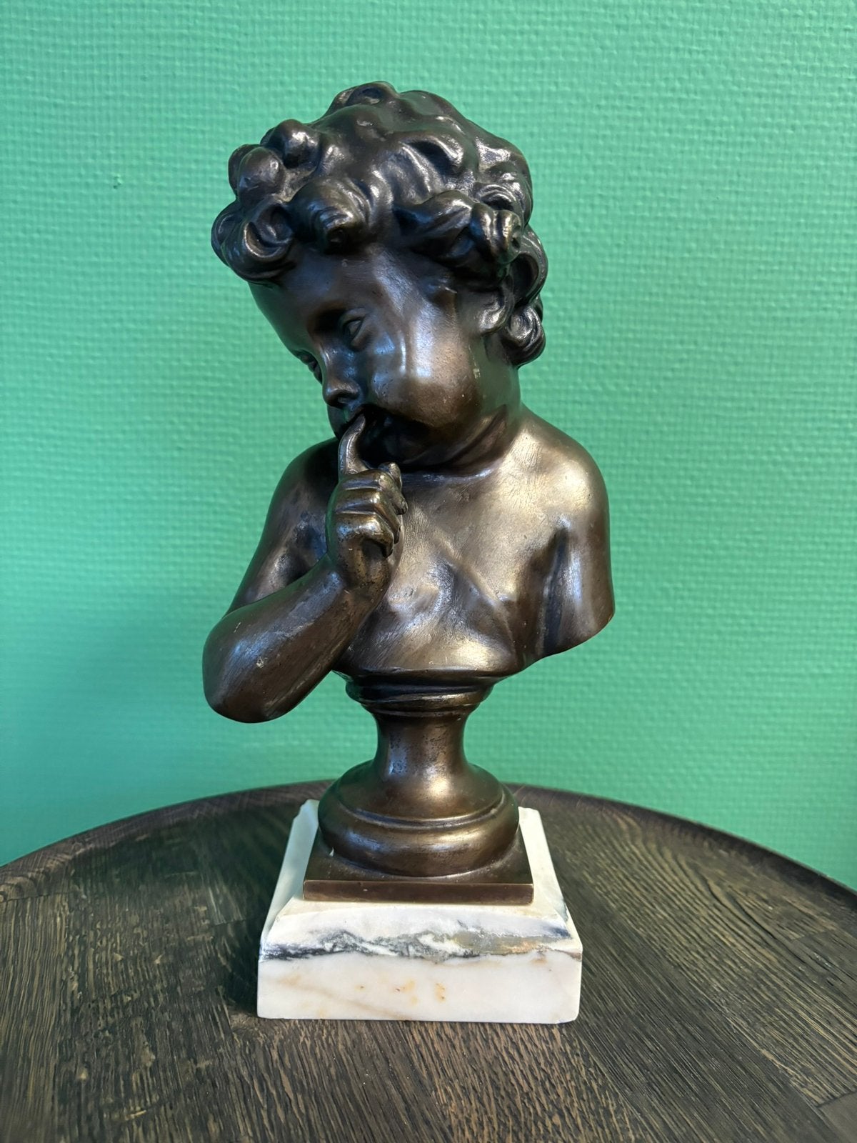 Antieke bronzen buste in topstaat, Ophalen of Verzenden