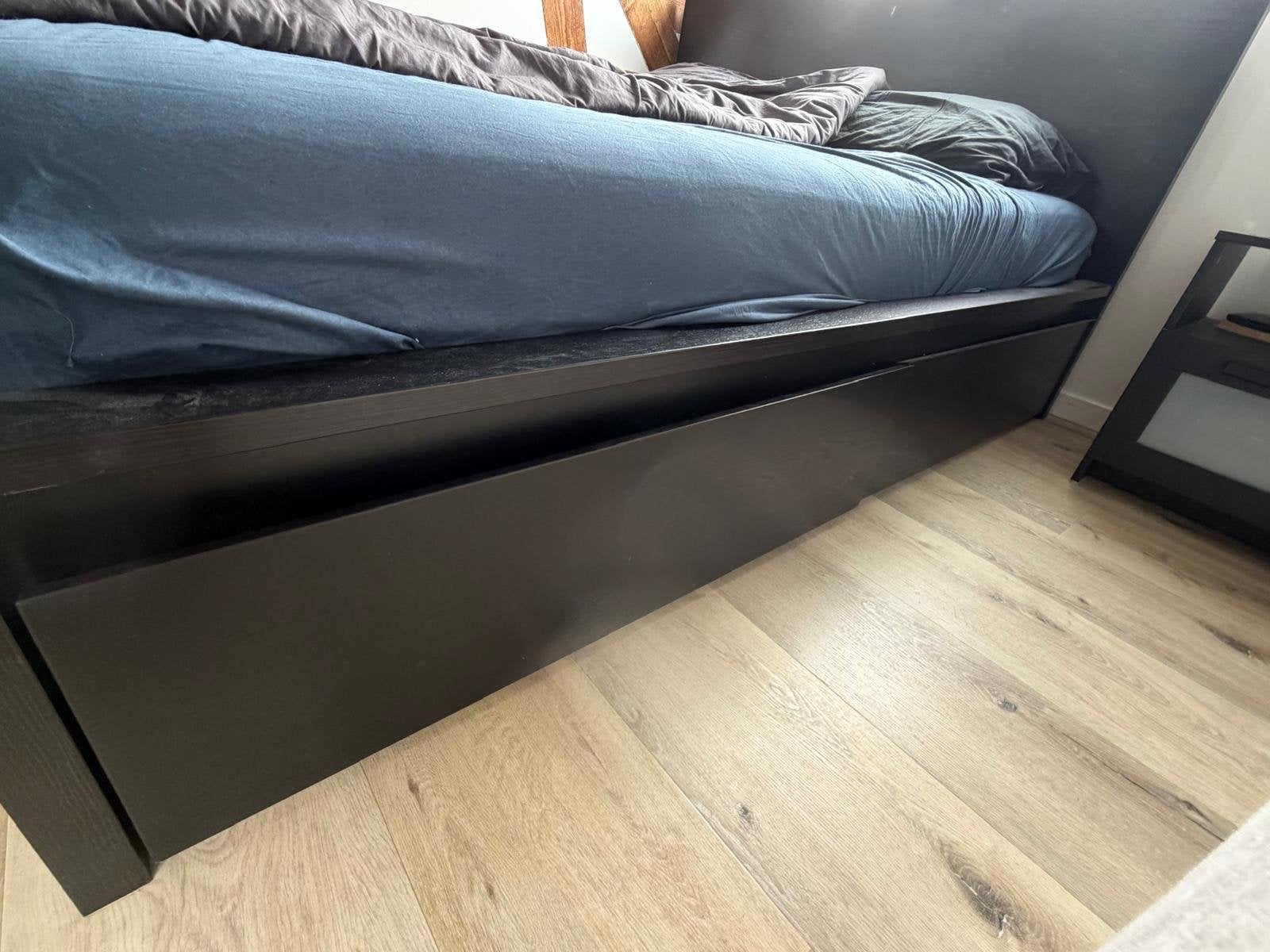 IKEA Malm bed 160x200 donkerbruin met bedlades, Ophalen, Gebruikt, Bruin, Tweepersoons
