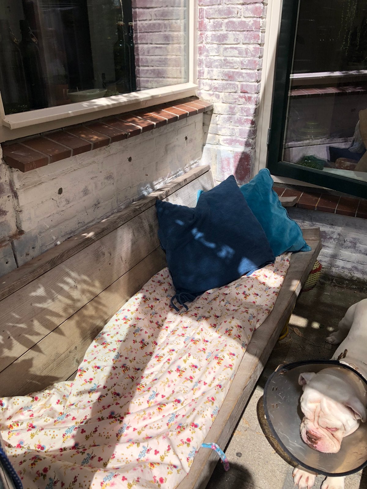 Tuinset van steigerhout, Ophalen, Gebruikt, Steigerhout, 5 zitplaatsen