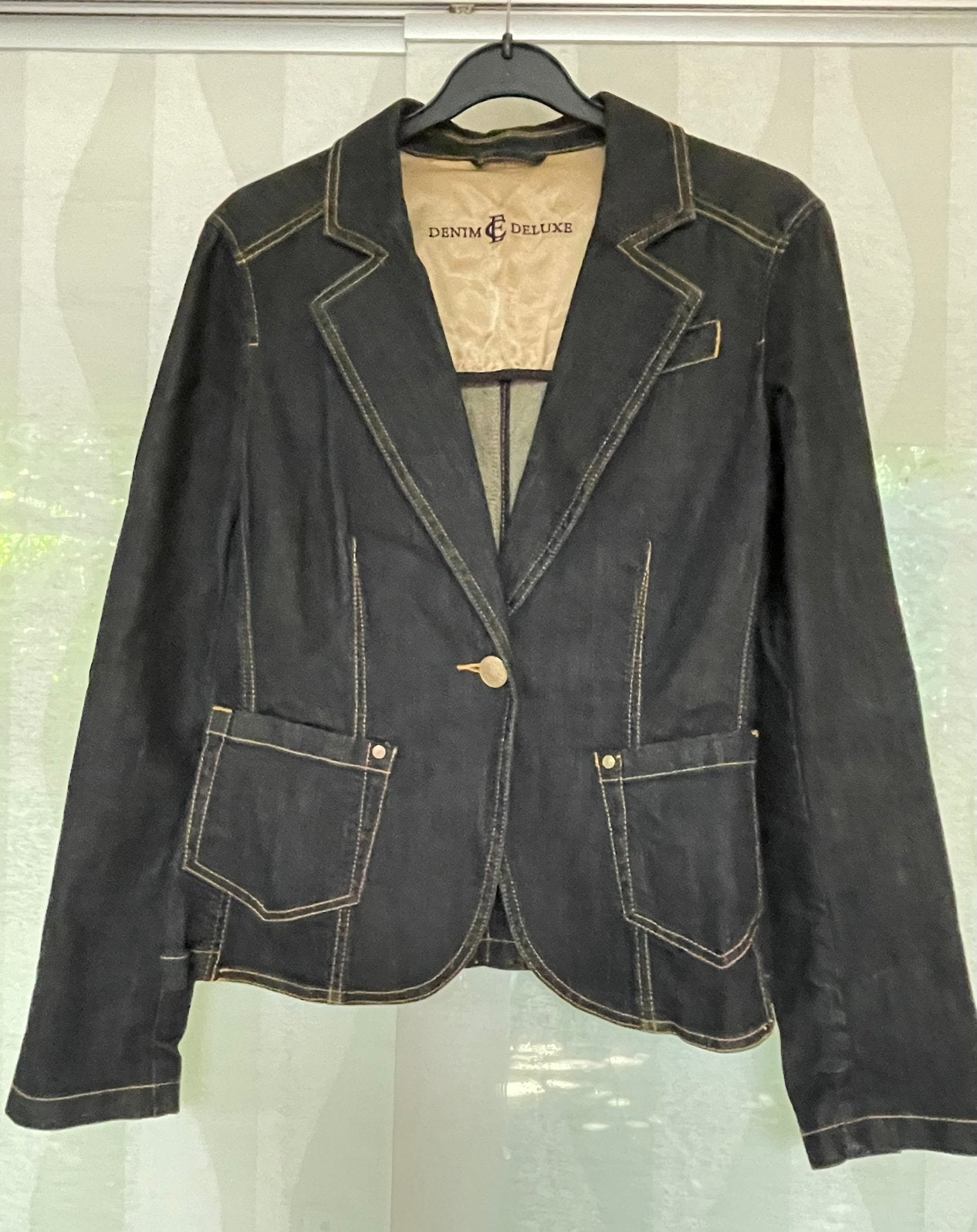 Zwarte denim blazer, Esprit mt. M/38, Verzenden, Zo goed als nieuw, Maat 38/40 (M), Zwart