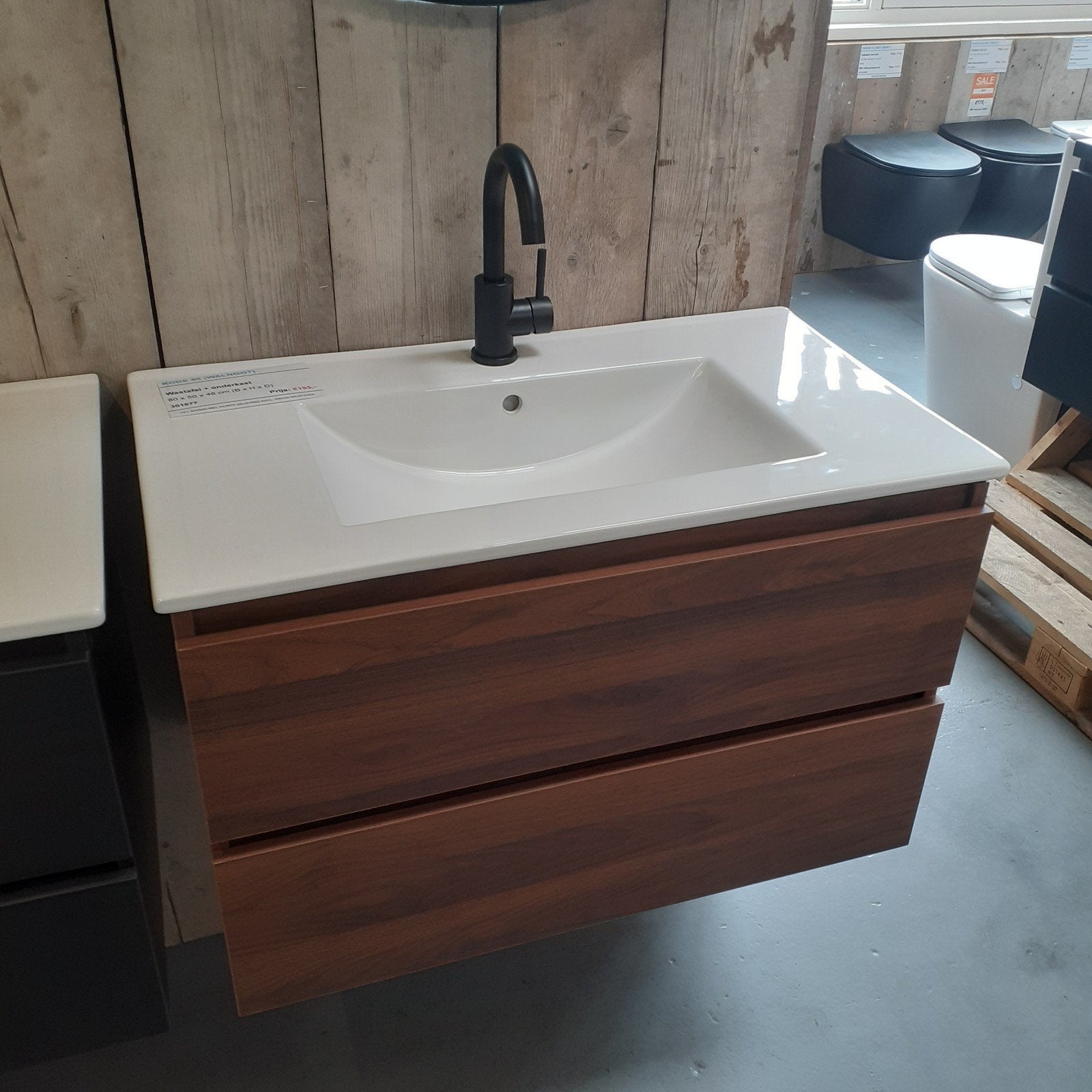 AANBIEDING! Sanitairmeubel, Walnoot, 80cm, Keramiek, Kode, Huis en Inrichting, Woonaccessoires | Overige, Ophalen of Verzenden