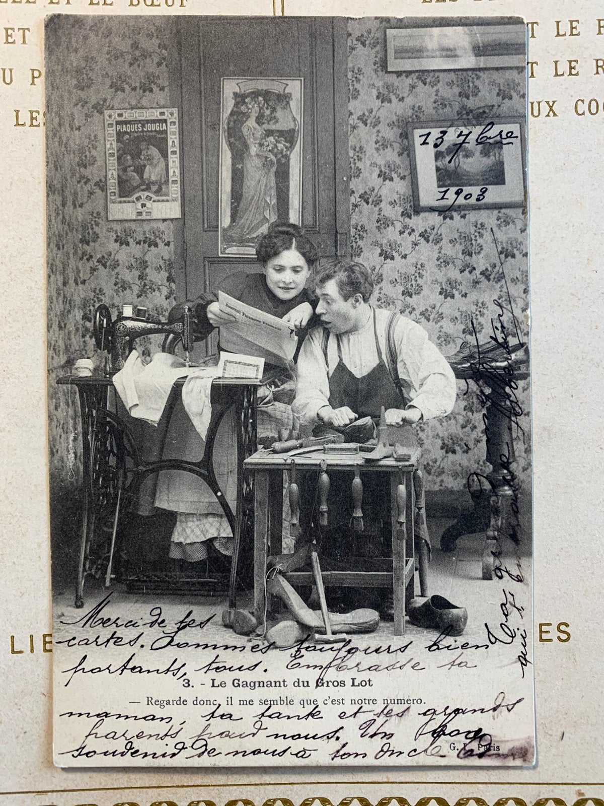 13-9-1903 Schoenmaker en Naaister winnen hoofdprijs (MC), Ophalen of Verzenden, Voor 1920, Gelopen, Ambachten of Beroep