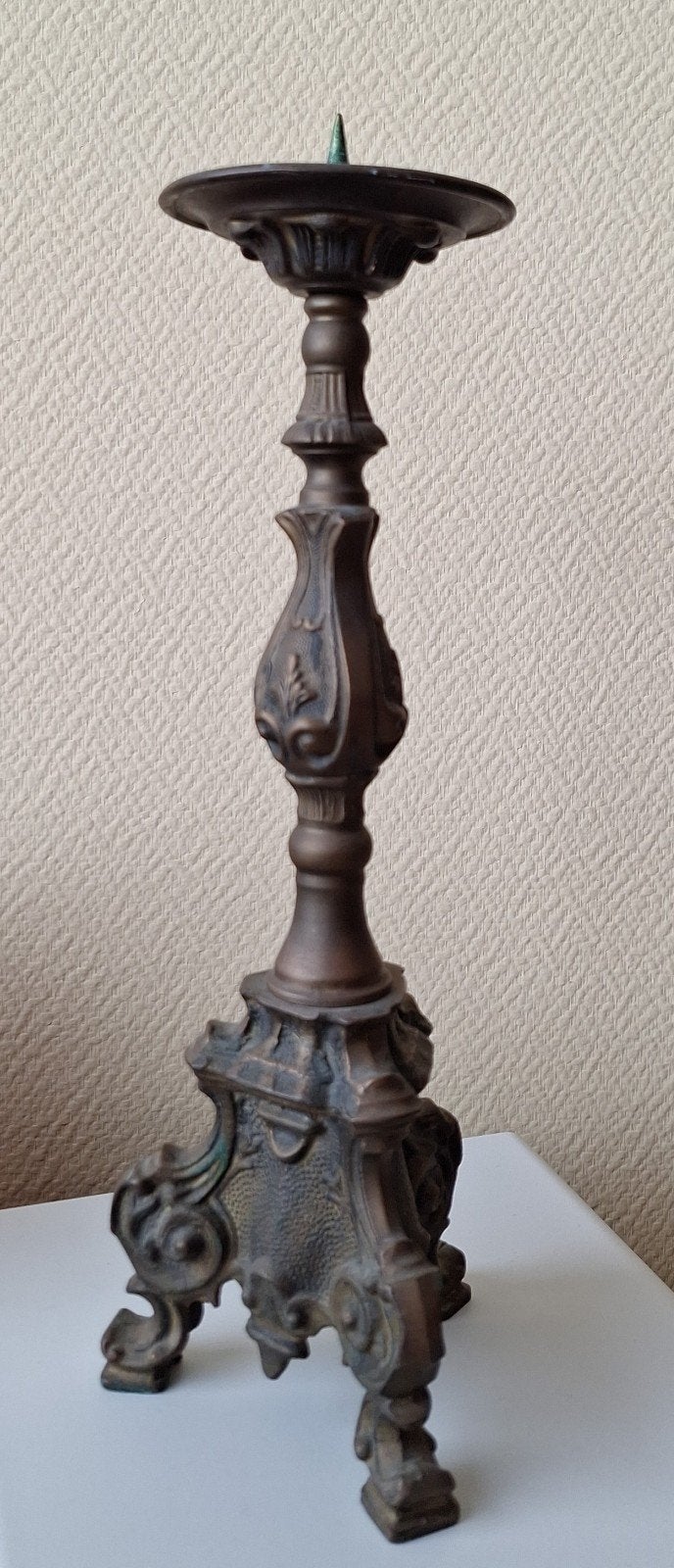 Antieke Bronzen Kandelaar, Ophalen of Verzenden, Koper of Brons