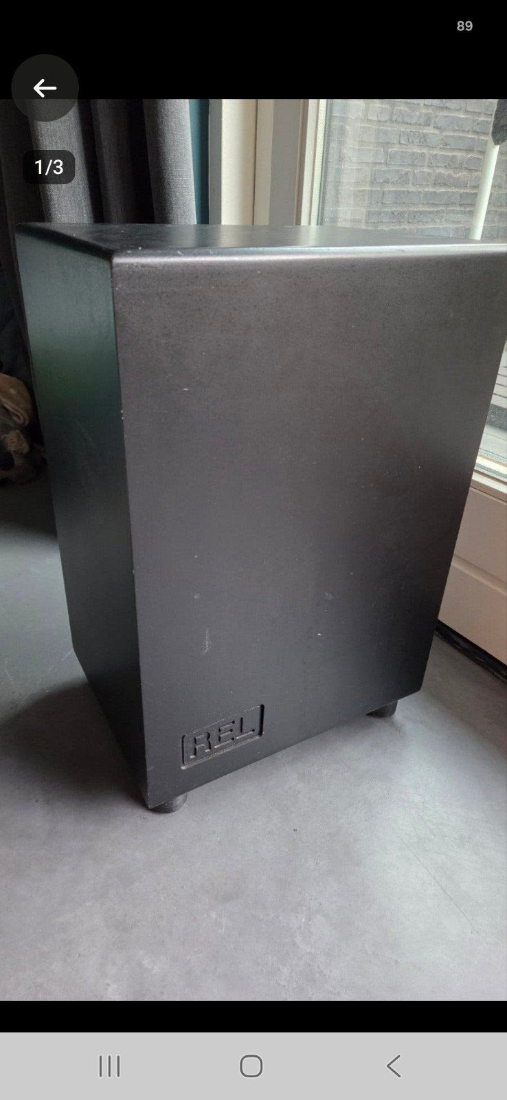 REL Storm subwoofer, Geschikt voor surround/home cinema, Ophalen, Gebruikt, 60 tot 120 watt