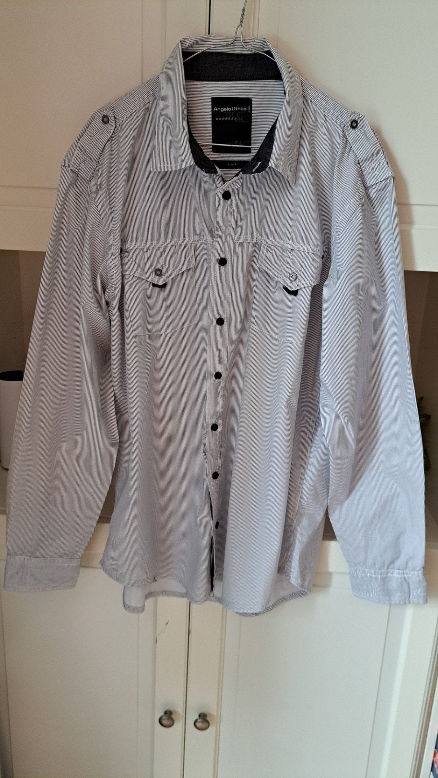 Angelo Litrico Slim Fit Herenoverhemd XL 43/44, Kleding | Heren, Overhemden, Angelo Litrico, Wit, Ophalen of Verzenden, Zo goed als nieuw