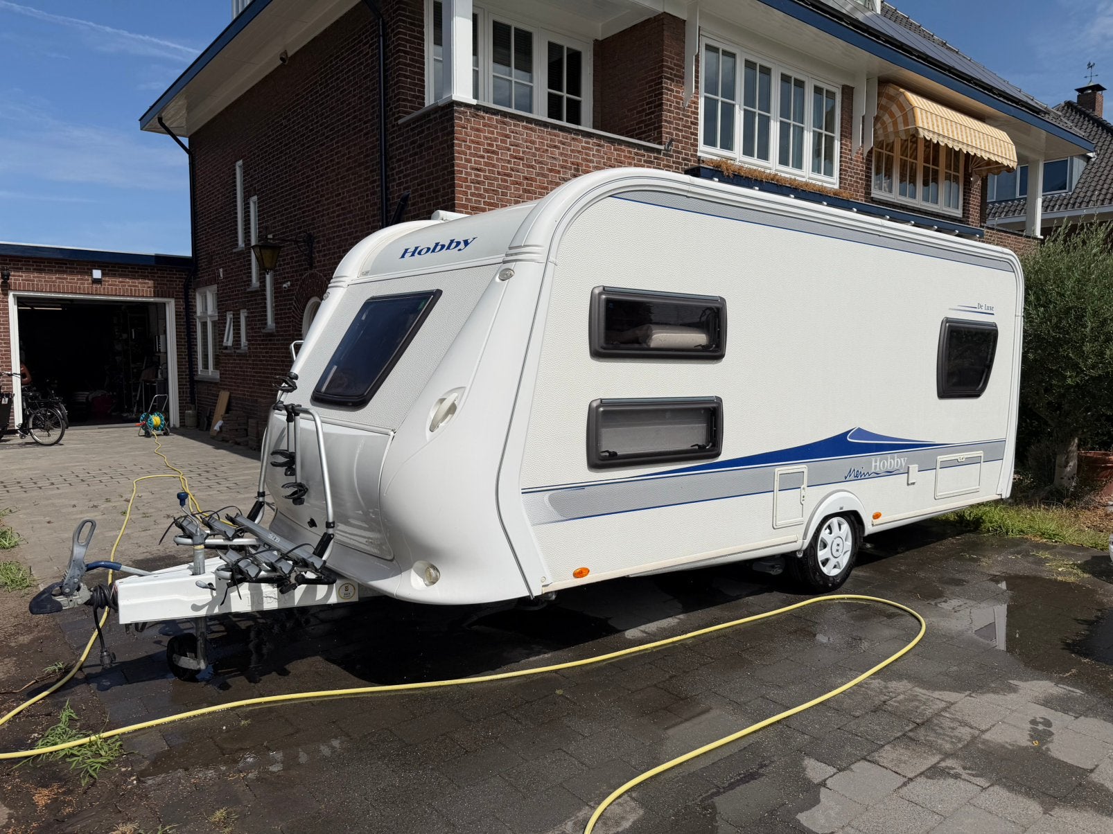 5-persoons Hobby De Luxe 495 UK met stapelbed, incl voortent, Caravans en Kamperen, Schokbreker, Hobby, Treinzit, Particulier