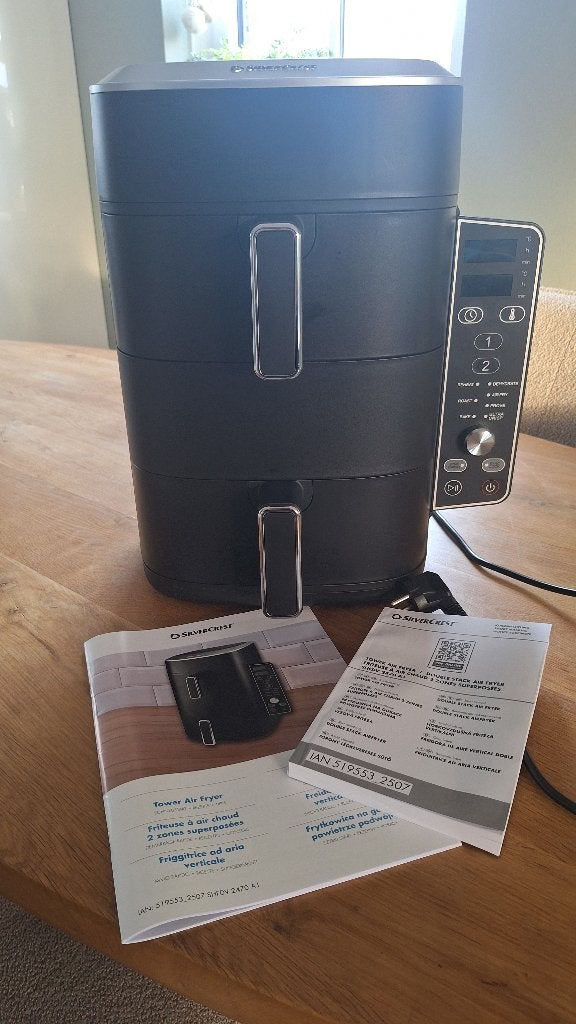 Silvercrest dubbele airfryer 2x 4,75L zgan, Ophalen of Verzenden, Zo goed als nieuw, Airfryer, 1500 gram of meer