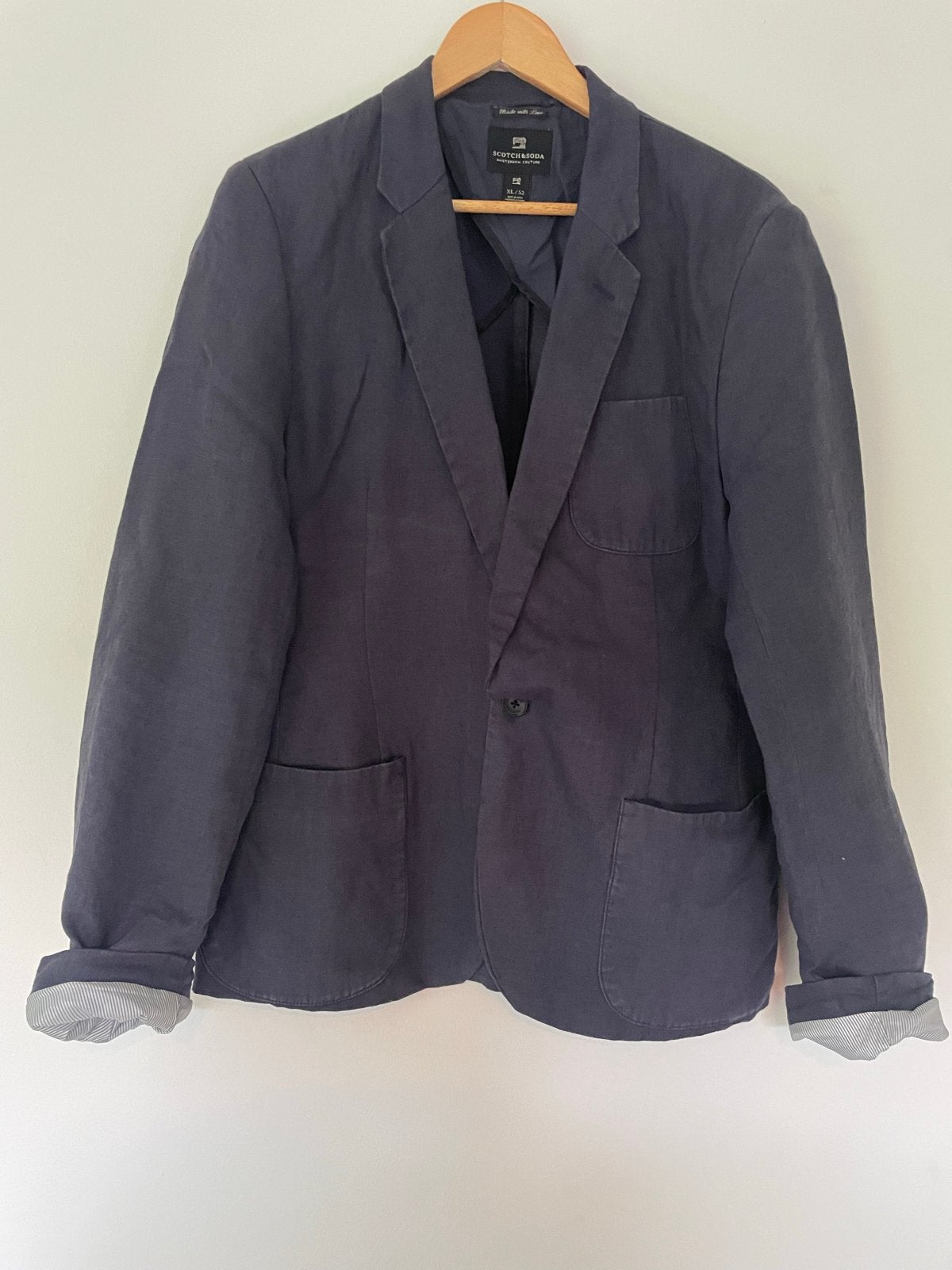 Scotch & Soda Linnen colbert blazer Heren maat M / 48, Ophalen of Verzenden, Zo goed als nieuw, Maat 56/58 (XL), Blauw