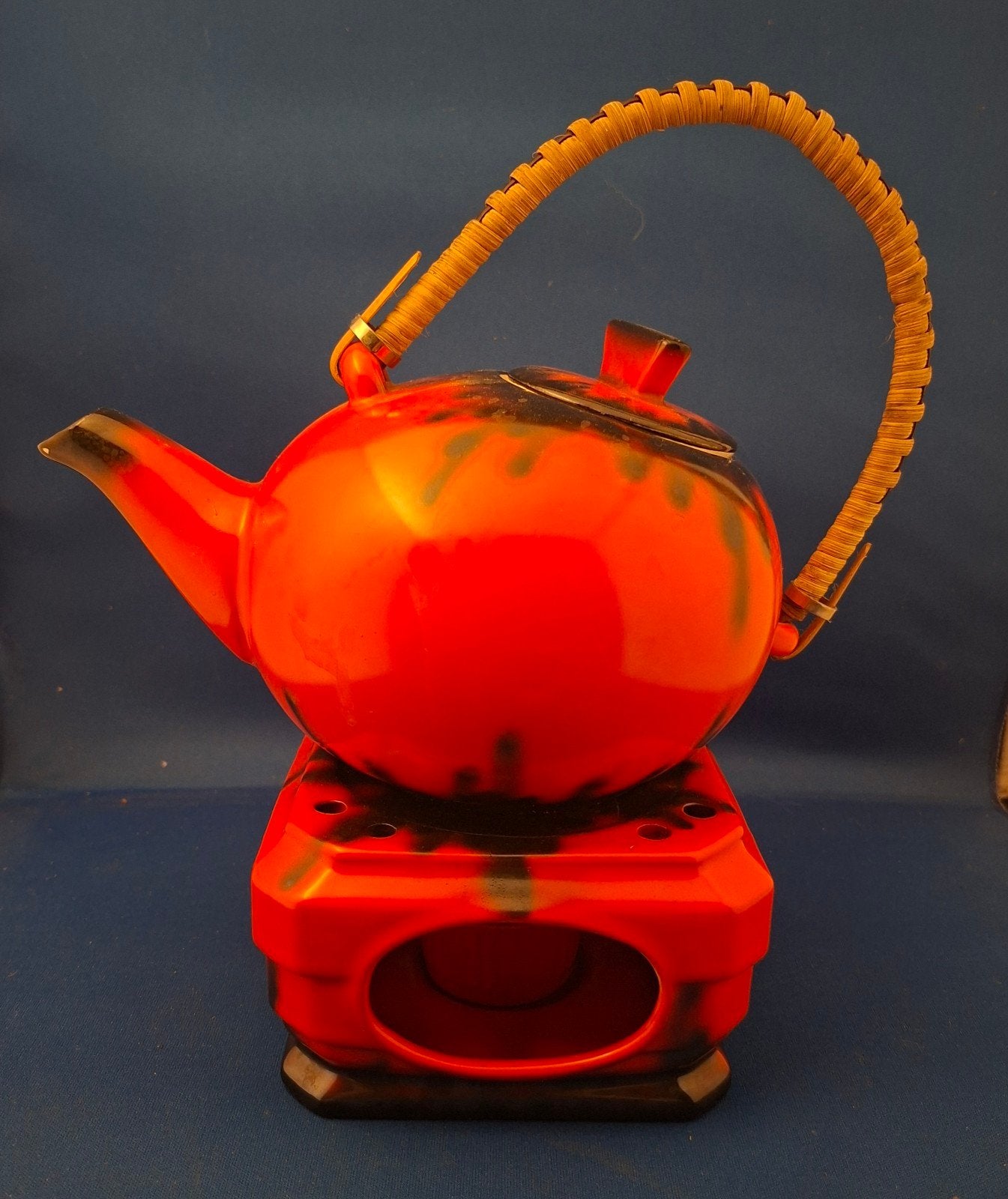 Vintage Art Deco theepot met theelicht., Ophalen of Verzenden