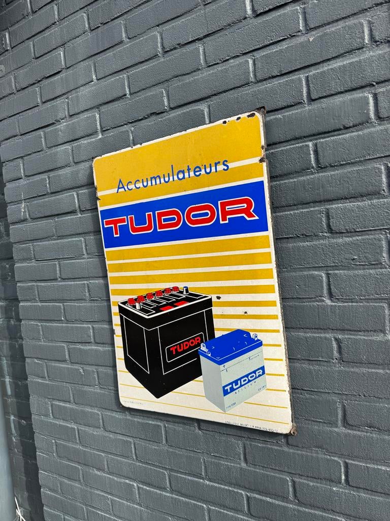 Vintage Tudor Accumulateurs Emaille Reclamebord, Ophalen