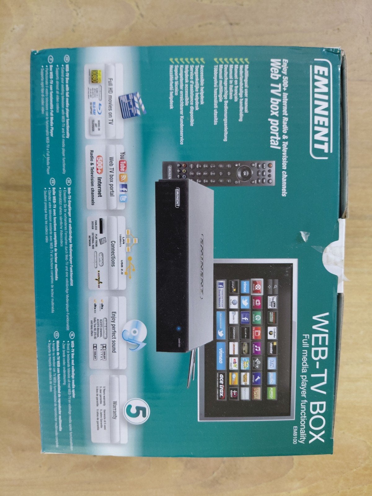 Eminent EM8100 WEB-TV BOX Full Media Player, Audio, Tv en Foto, Mediaspelers, Ophalen of Verzenden, Nieuw, HDMI, Zonder harde schijf