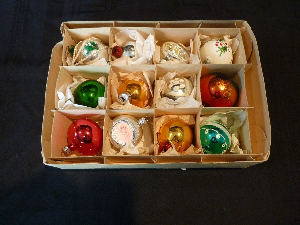 Doos oude kerstballen, antiek en wat jonger, van alles wat, Diversen, Ophalen, Gebruikt
