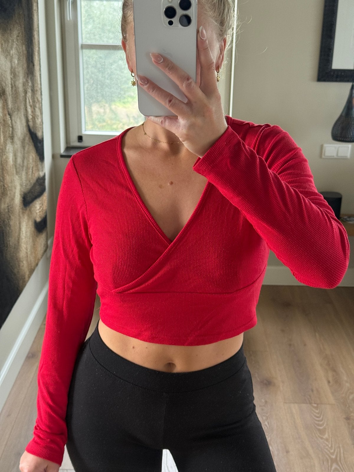 Rode crop top met lange mouwen - Shein, Maat 38/40 (M), Ophalen of Verzenden, Zo goed als nieuw, Lange mouw