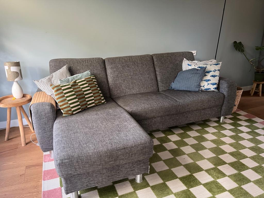 Moderne FM Munzer Hoekbank - Grijs, Huis en Inrichting, Banken | Bankstellen, Ophalen, 250 tot 300 cm, 100 tot 125 cm, Hoekbank