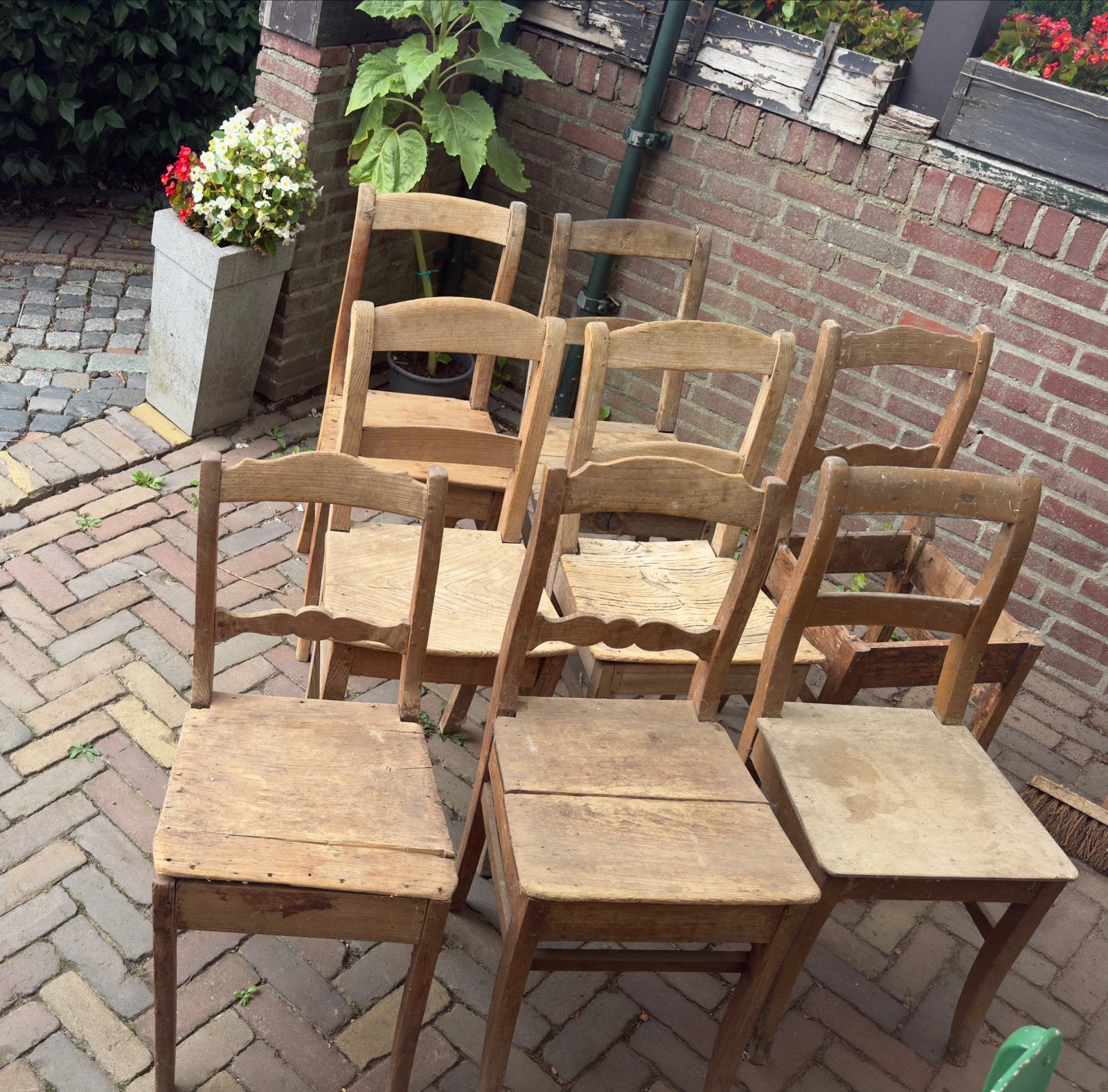 7 Oude antieke houten boeren stoeltjes, Antiek en Kunst, Ophalen