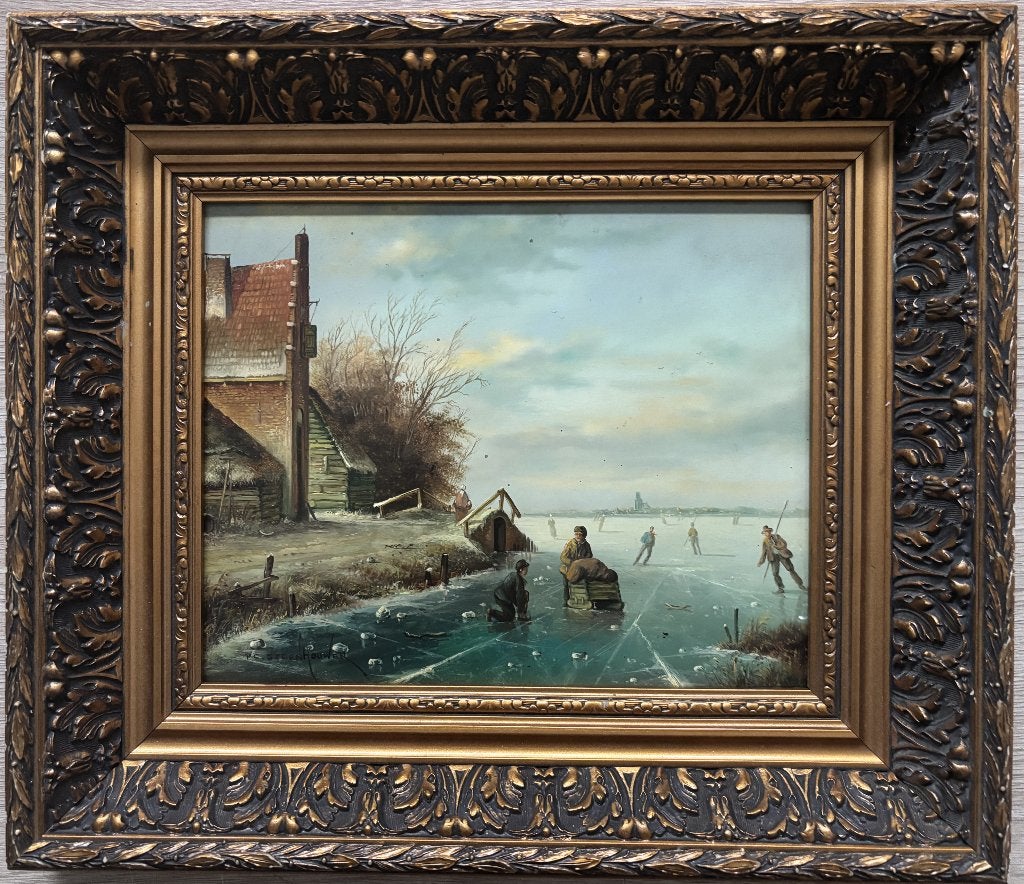 P.C. Steenhouwer (1896-1972) - IJsgezicht, Paneel, Ophalen of Verzenden, Olieverf, Klassiek