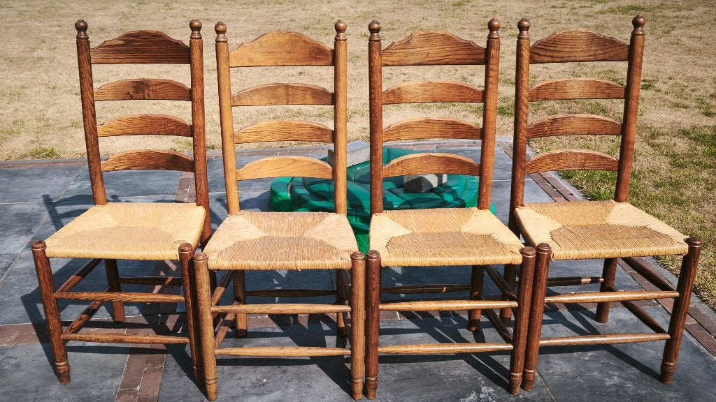Mooie eiken houten knopstoelen, Huis en Inrichting, Stoelen, Zo goed als nieuw, Vier, Hout, Bruin, Ophalen