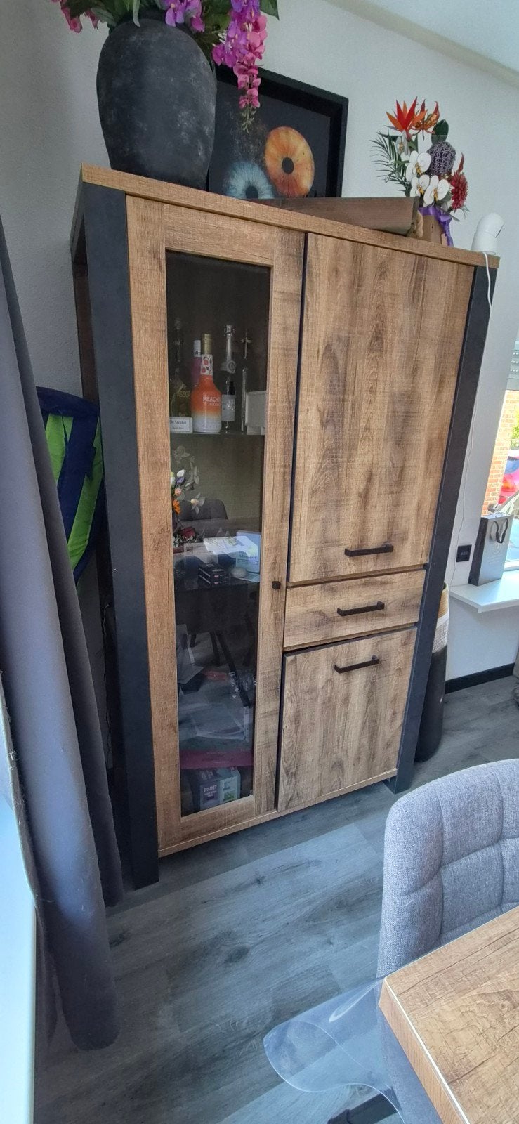 Vitrinekast, Huis en Inrichting, Ophalen, Met lade(s), 50 tot 100 cm, Zo goed als nieuw