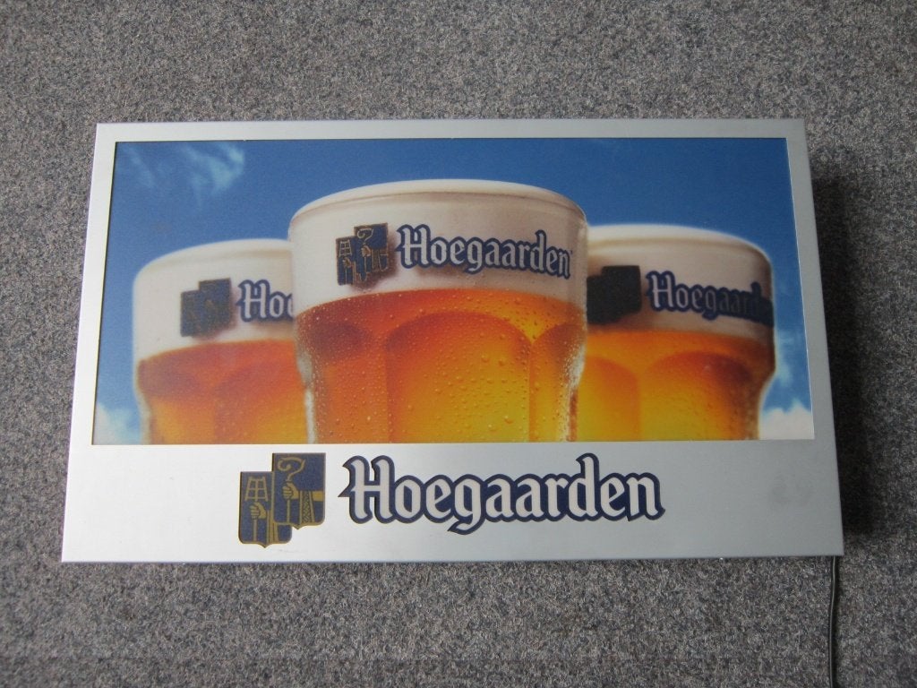 HOEGAARDEN BIER LICHTRECLAME, Verzamelen, Biermerken, Ophalen, Zo goed als nieuw, Overige typen, Overige merken