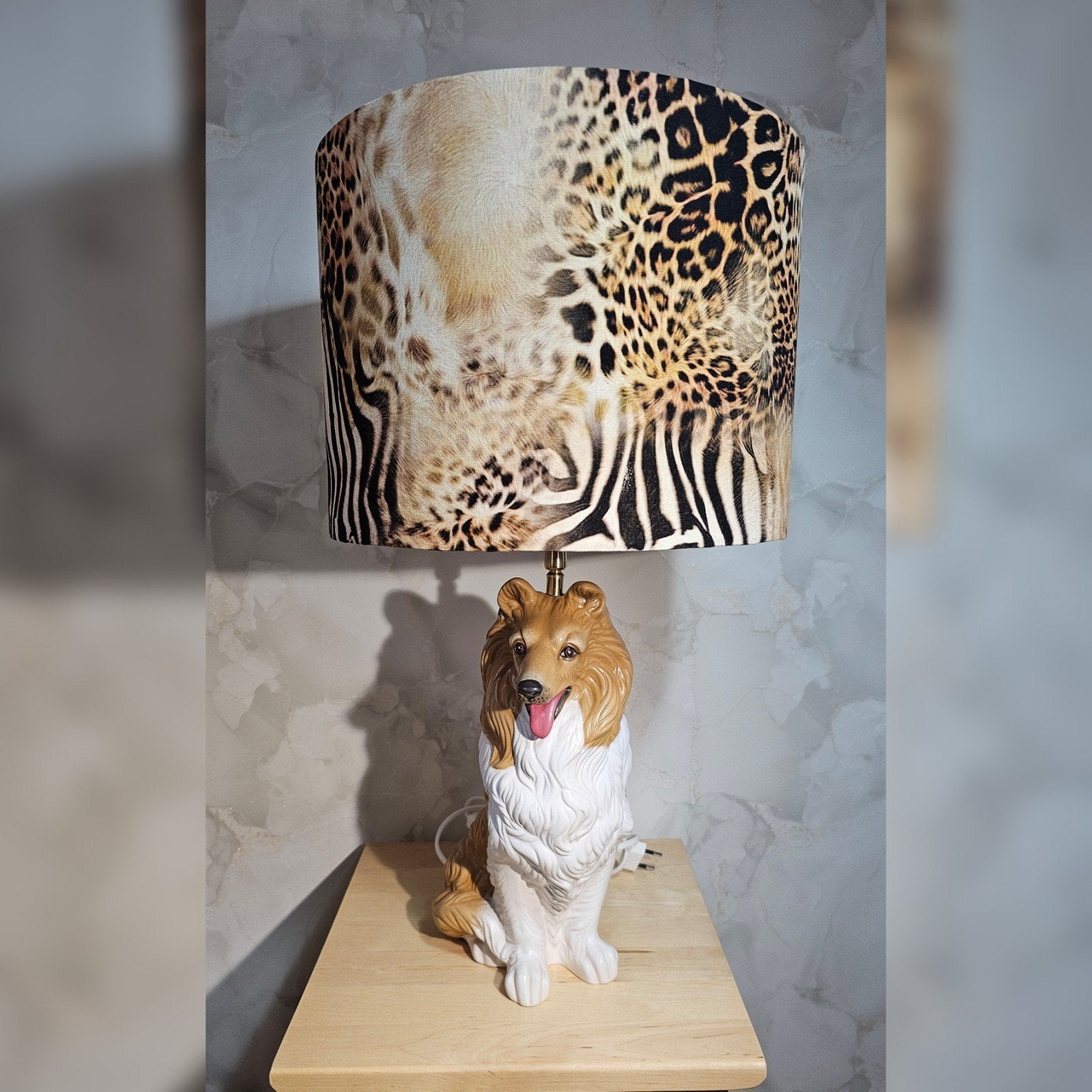 Vintage Italiaanse Keramieken Hondenlamp, Ophalen of Verzenden, Nieuw, Rond