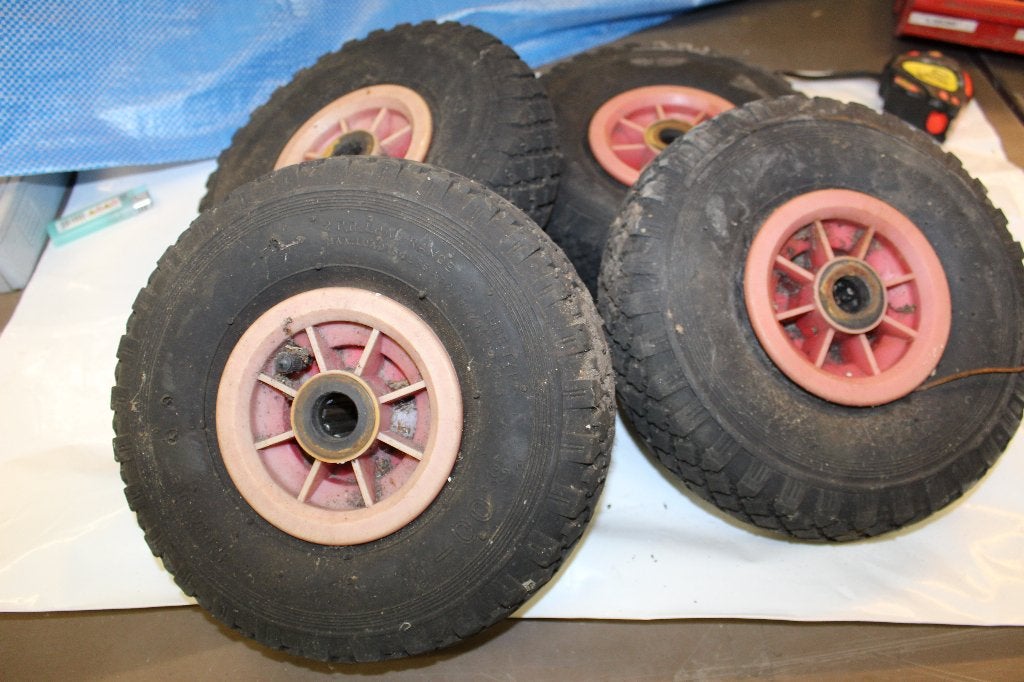 4 Steekwagen/Transportkar Wielen - Diameter 25cm, Asgat 2cm, Doe-het-zelf en Verbouw, 100 liter of meer, Ophalen of Verzenden
