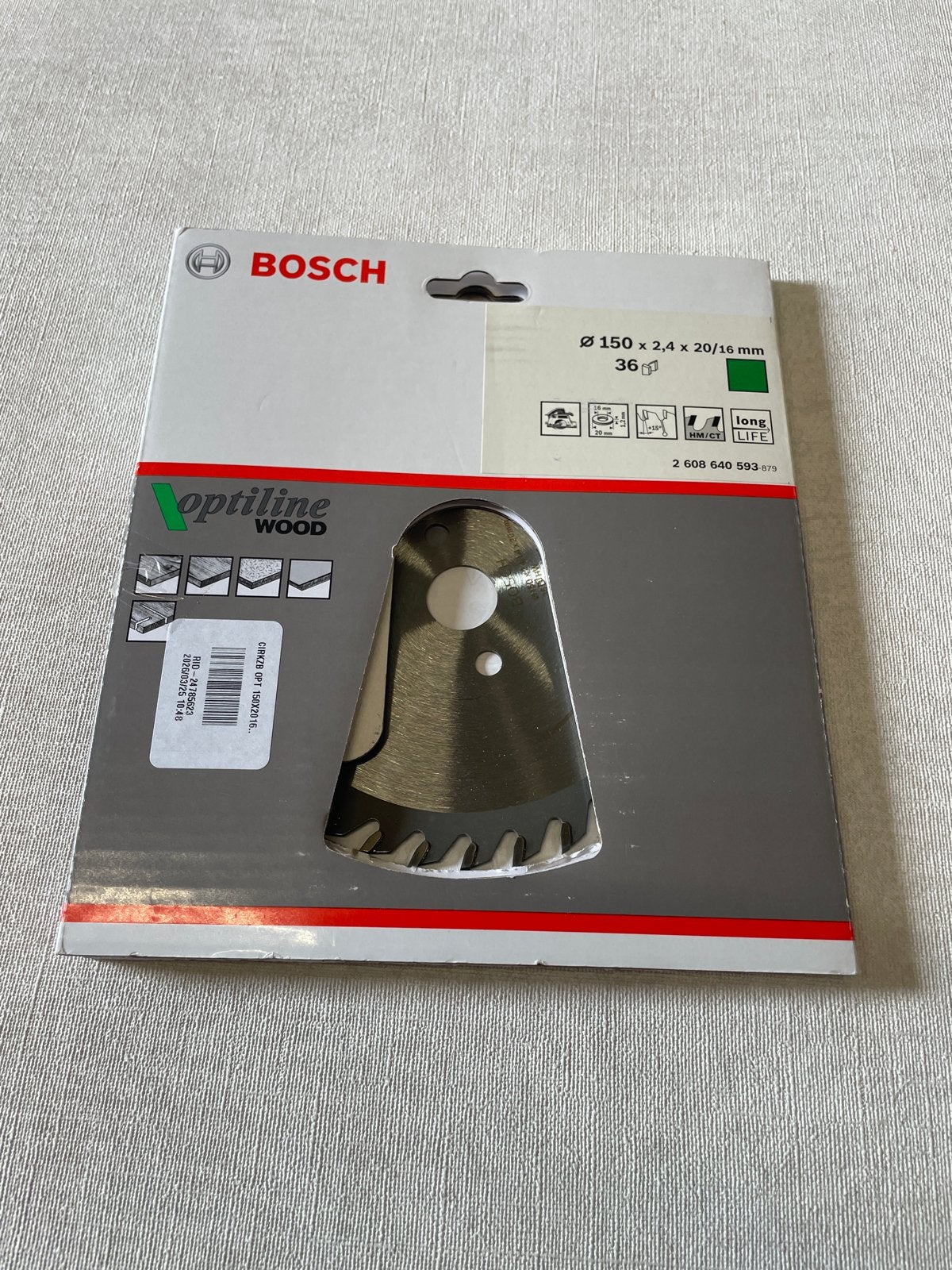 Bosch Optiline Cirkelzaagblad 150mm voor Hout, Bosch, Taurusavenue 36 - 0, 2132 LS Hoofddorp, Cirkelzaag, 70 mm of meer