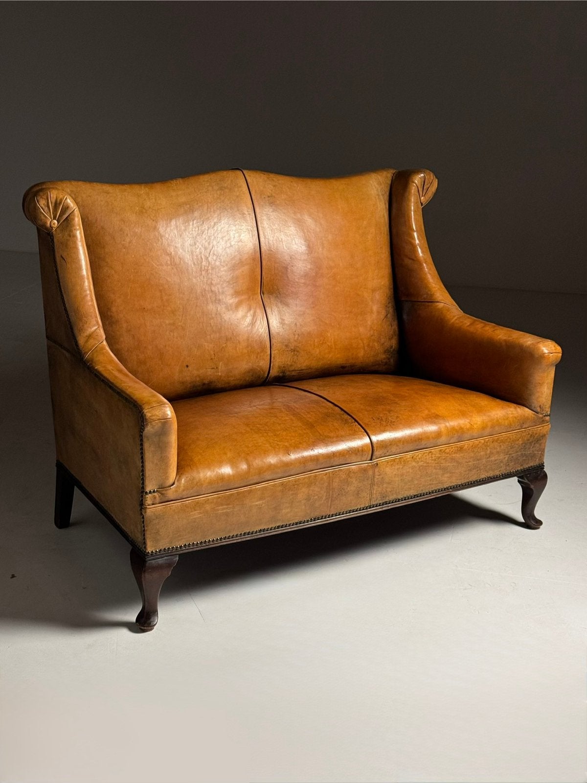 Schapenleren sofa bank klassiek, Ophalen of Verzenden, Zo goed als nieuw, 75 tot 100 cm, Tweepersoons