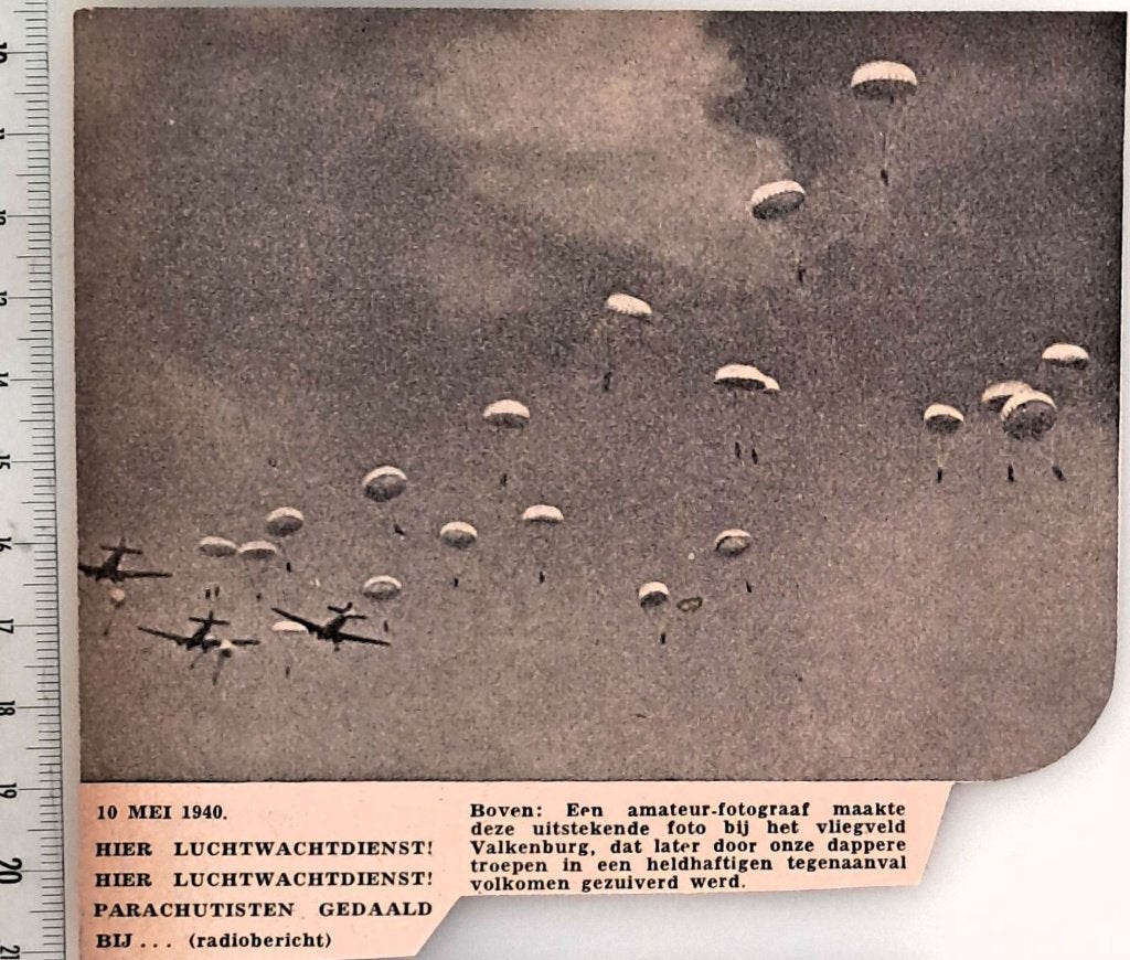 Leger 1940; Duitse parachutisten bij vliegveld Valkenburg, Verzenden, 1940 tot 1960, Gebruikt, Overige onderwerpen