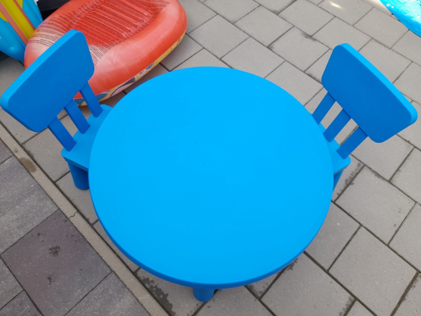 Ikea blauwe set tafel en 2 stoeltjes, Ophalen, Zo goed als nieuw