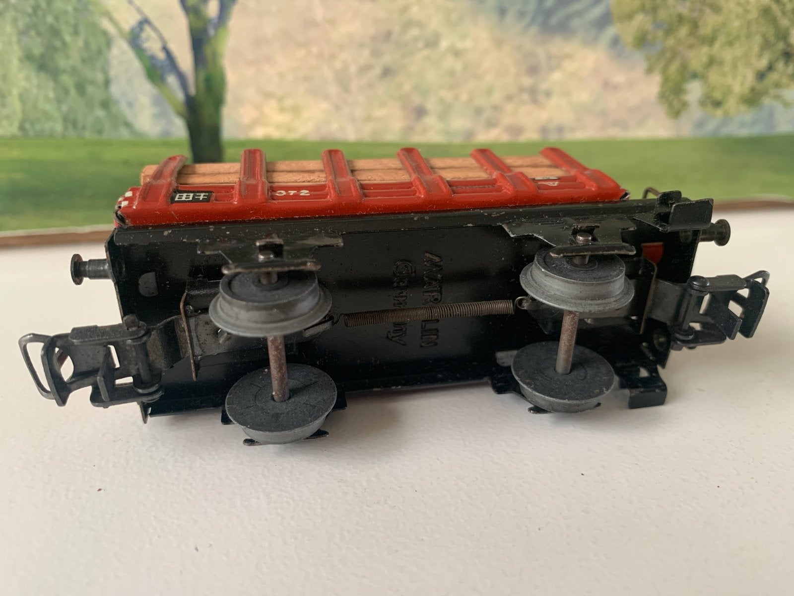 Märklin rongenwagon H0 Nr. 372 met houtlading, Wisselstroom, Gebruikt, Wagon, Ophalen of Verzenden