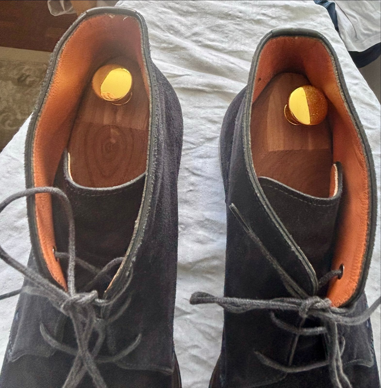 Santoni Suède Marineblauwe Veter boots Maat 9,5/44, Kleding | Heren, Ophalen of Verzenden, Zo goed als nieuw, Blauw, Veterschoenen