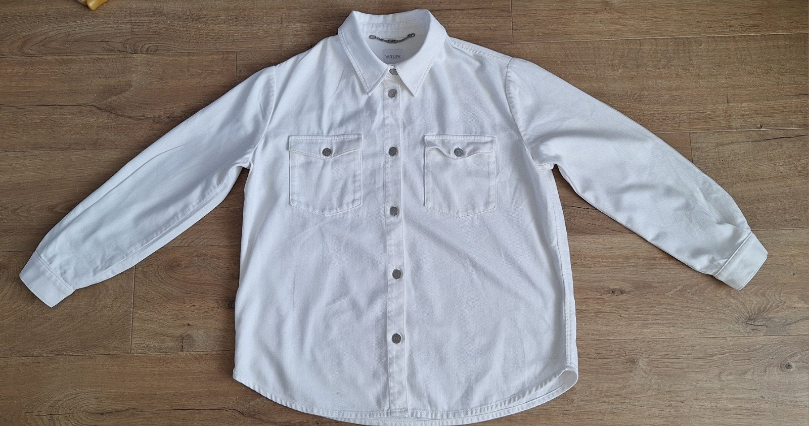 Witte spijkerblouse met lange mouwen, Wit, Maat 42/44 (L), Ophalen of Verzenden, Onbekend