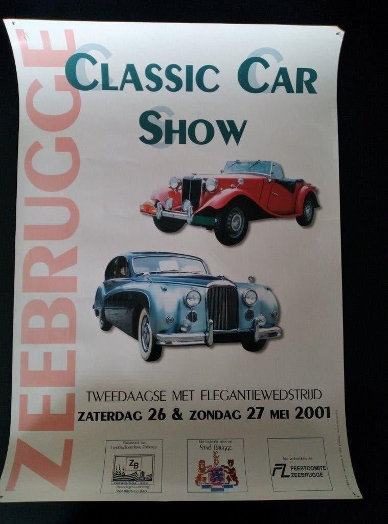 Poster CLASSIC CAR SHOW ZEEBRUGGE België, Verzenden, Gebruikt, A1 t/m A3, Film en Tv