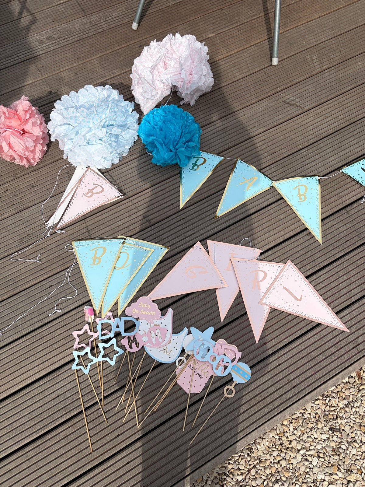 Gender reveal pakket, Ophalen, Zo goed als nieuw, Versiering, Geboorte of Huwelijk