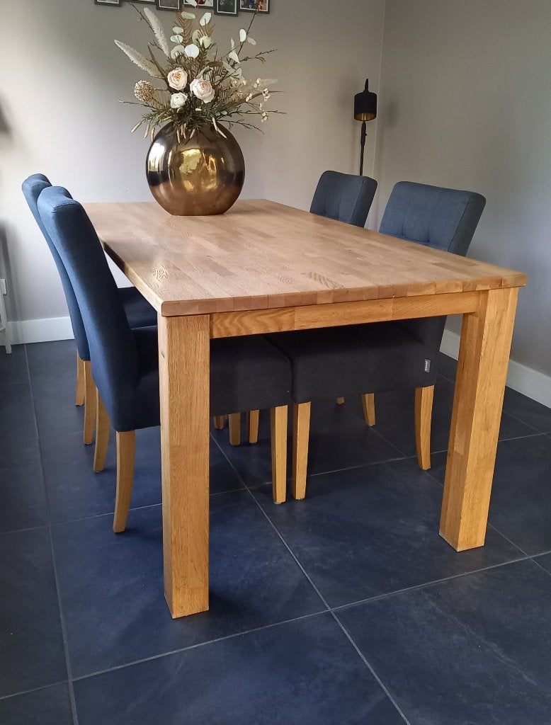 Tafen met stoelen, Huis en Inrichting, Tafels | Eettafels, Ophalen, Gebruikt, Eikenhout, 50 tot 100 cm
