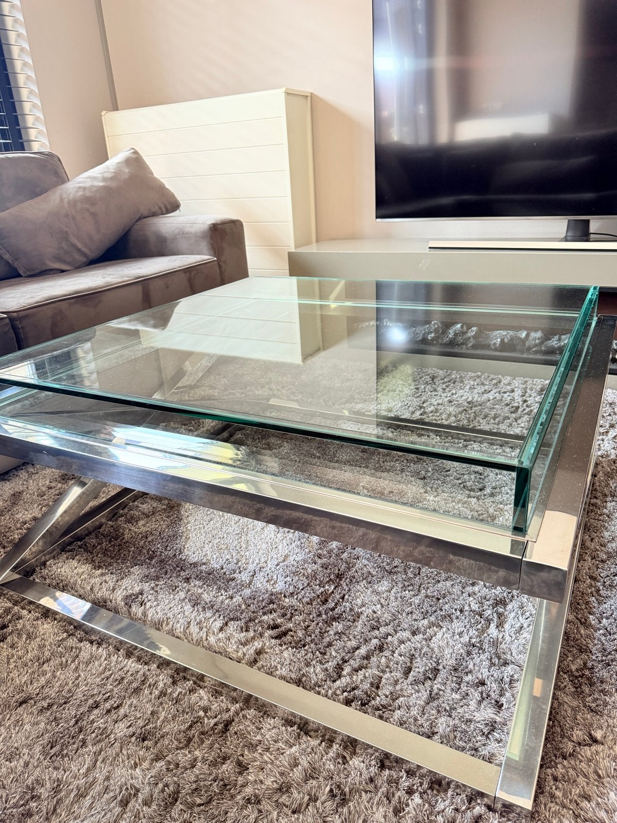 Luxe Eichholtz salontafel – 100 x 100 cm, Ophalen, 100 tot 150 cm, Vierkant, 50 tot 100 cm