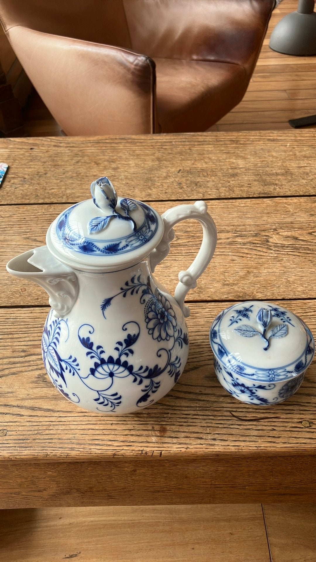 Meissen Kan met jampot, Ophalen of Verzenden