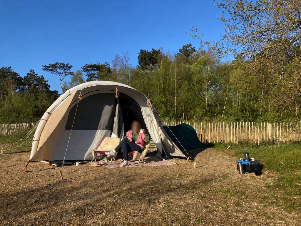 QUECHUA Opblaasbare familietent 5 personen, Air Seconds 5.2, Caravans en Kamperen, Tenten, Ophalen of Verzenden, Zo goed als nieuw