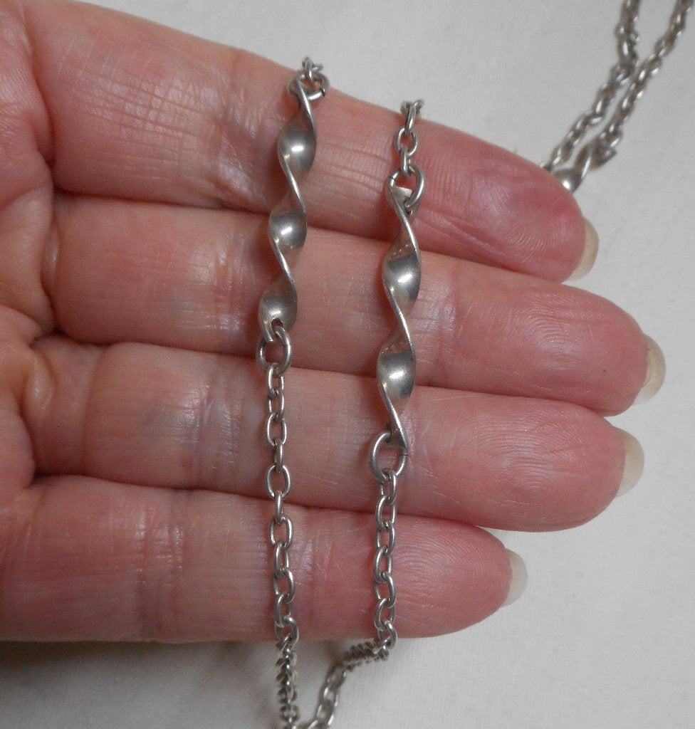 Zilveren vintage sierketting met wokkels nr.2405, Verzenden, Zo goed als nieuw, Zilver, Zilver