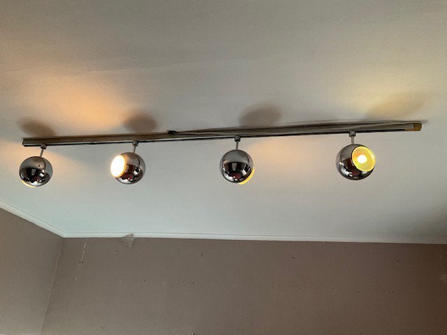 Vintage 4 space age chroom/eyeball lampen japans design, Huis en Inrichting, Lampen | Spots, Ophalen, Gebruikt, Overige lichtbronnen